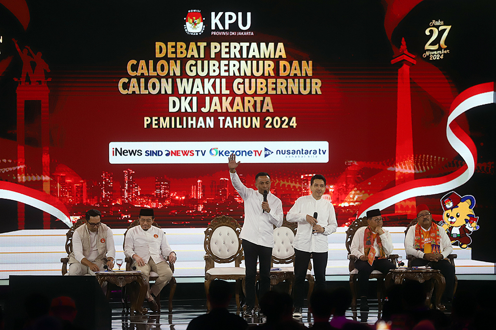 Debat pertama 3 Cagub-Cawagub Jakarta yang diselenggarakan KPUD Jakarta. (BeritaNasional/Elvis Sendouw)