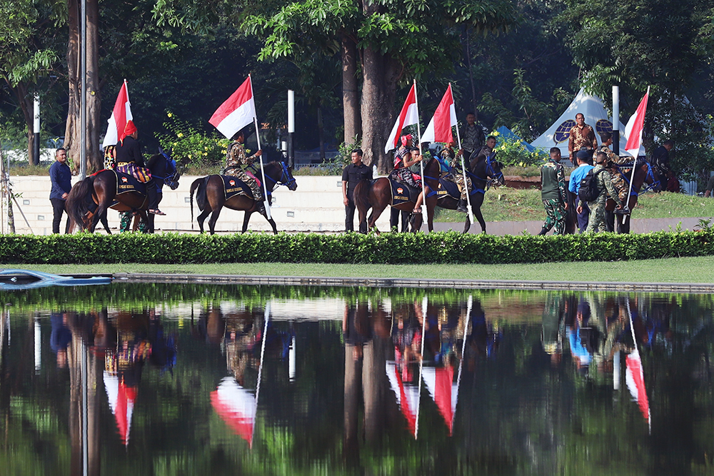 Defile Pasukan HUT TNI ke 80 Defile pasukan pada saat HUT TNI ke 80. (BeritaNasional/Elvis Sendouw)