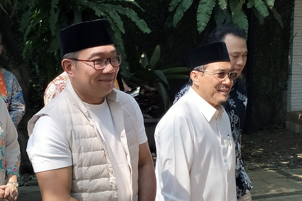 Bakal Calon Gubernur dan Wakil Gubernur Jakarta Ridwan Kamil-Suswono menghadiri deklarasi Relawan Berkah. (BeritaNasional/Elvis Sendouw)