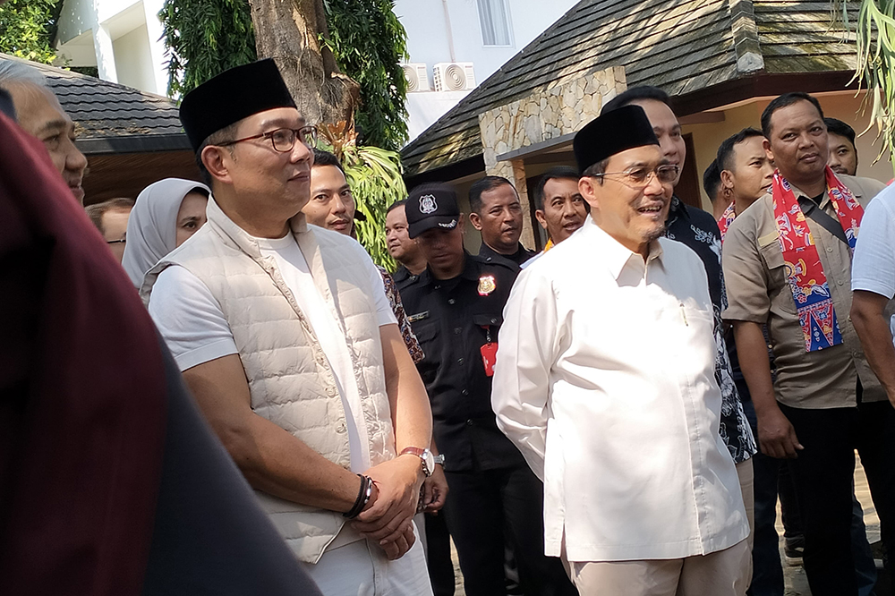 Bakal Calon Gubernur dan Wakil Gubernur Jakarta Ridwan Kamil-Suswono menghadiri deklarasi Relawan Berkah. (BeritaNasional/Elvis Sendouw)