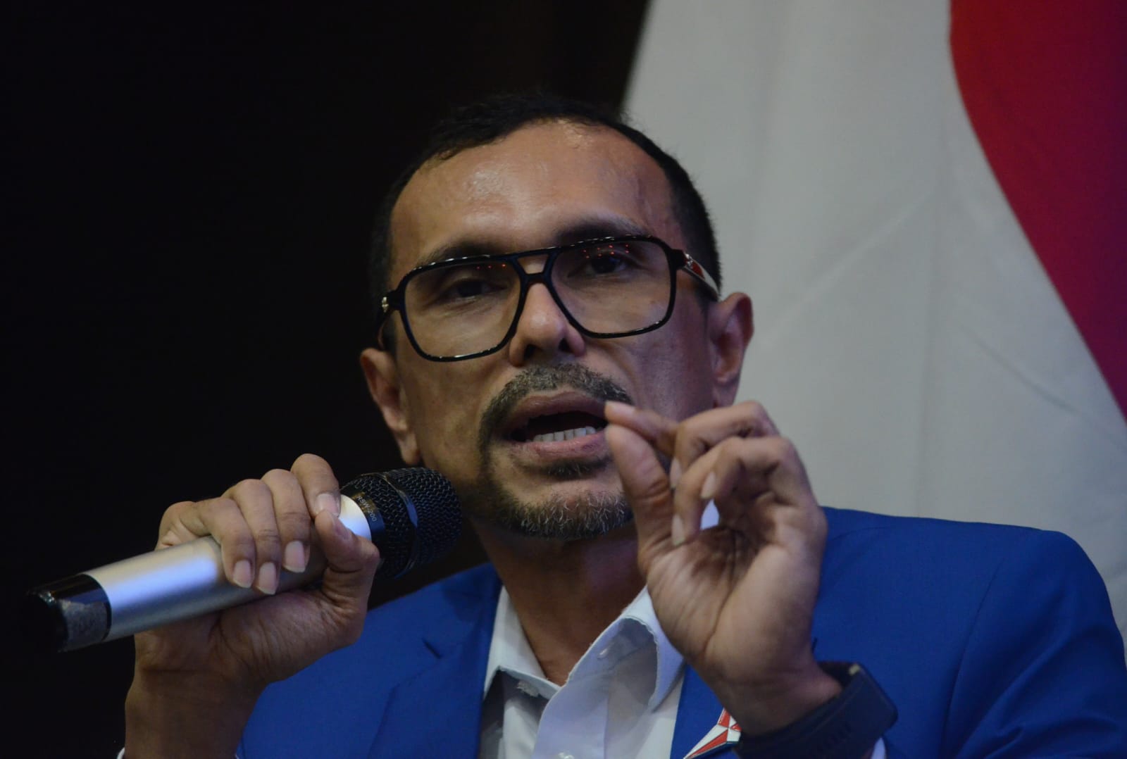 Proklamasi Democracy Forum dengan tema "Tarif Trump 2.0 & Fragmentasi Politik Global: Merespons Ketidakpastian, Memperkuat Kepemimpinan Indonesia”. (BeritaNasional/Elvis Sendouw)