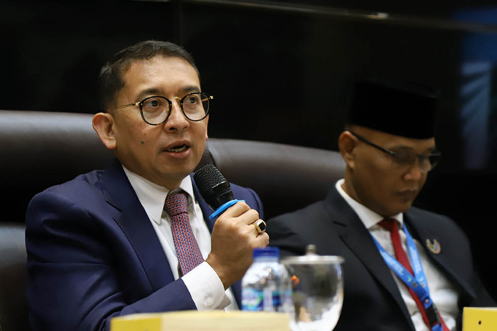 Diskusi Dialektika Demokrasi bertema "Peran Parlemen Indonesia Mendorong Kemerdekaan Palestina Pasca Putusan ICJ". (BeritaNasional/Elvis Sendouw)