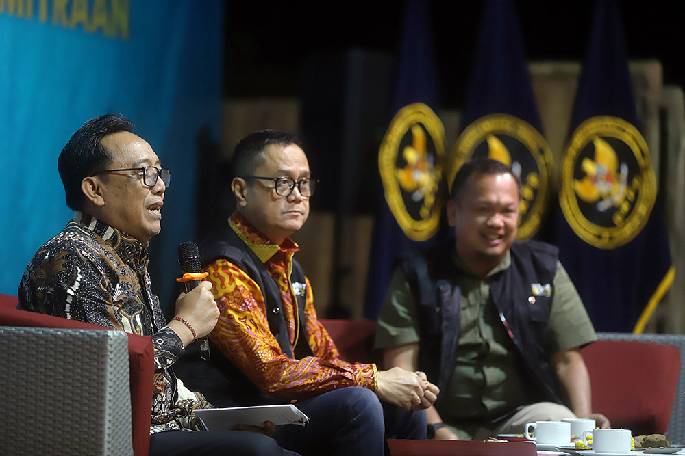 diskusi dengan tema "Rapat Fasilitasi Pemberitaan DKPP Melalui Kemitraan Strategis Humas dan Media Massa", di Safari Resort, Bogor, Jawa Barat. (BeritaNasional/Elvis Sendouw)