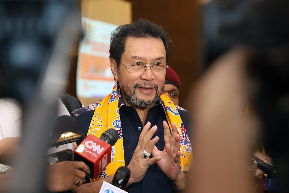 Wakil Ketua Dewan Perwakilan Daerah Republik Indonesia Yorrys Raweyai hadiri diskusi publik tentang Proyek Strategis Nasional (PSN) di Tanah Papua di Jakarta. (BeritaNasional/Elvis Sendouw)
