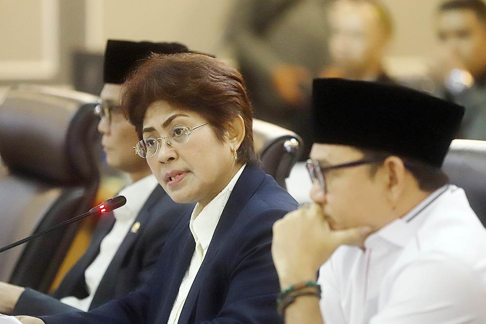 Ketua Tim Kerja RUU Daerah Kepulaun DPD Andi Sofyan Hasdam sampaikan pandangan RUU Daerah Kepulauan DPR. (BeritaNasional/Elvis Sendouw)