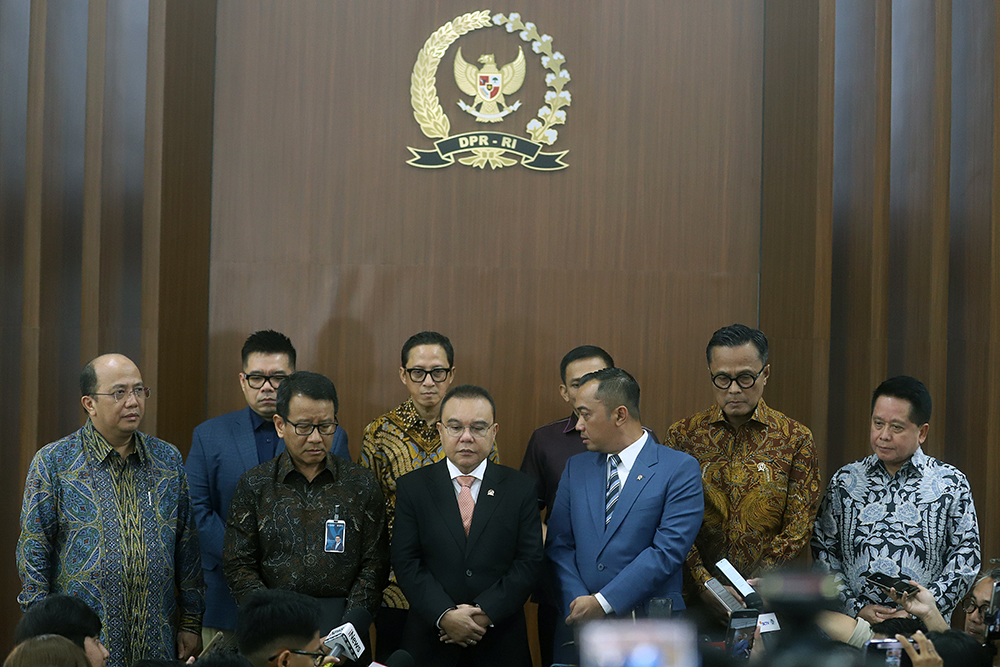 Dewan Perwakilan Rakyat (DPR) melakukan pertemuan dengan Himbara sinergi untuk evaluasi perkembangan sektor perbankan. (BeritaNasional/Elvis Sendouw)
