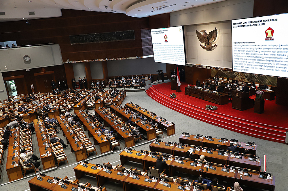 DPR mengesahkan Rancangan Undang-Undang (RUU) Anggaran Pendapatan dan Belanja Negara (APBN) 2026. (BeritaNasional/Elvis Sendouw)