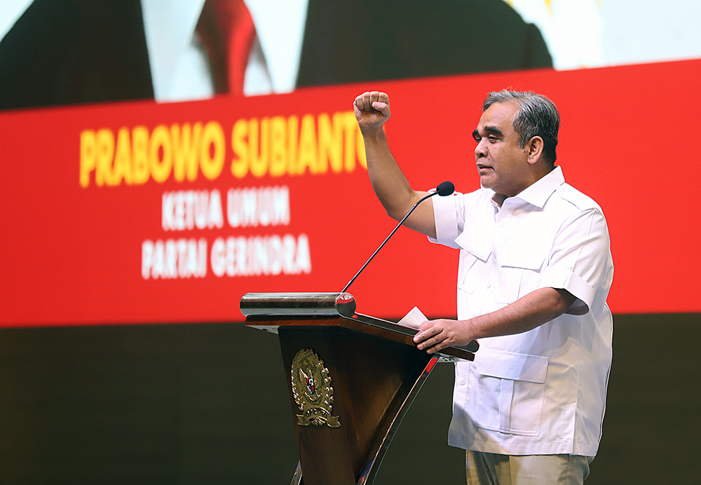Fraksi Partai Gerinda di DPR merayakan hari ulang Tahun Partai Gerindra ke 18. (BeritaNasional/Elvis Sendouw)