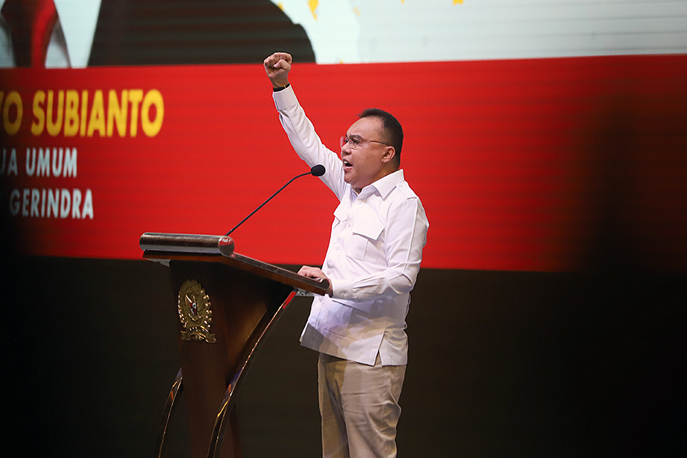 Fraksi Partai Gerinda di DPR merayakan hari ulang Tahun Partai Gerindra ke 18. (BeritaNasional/Elvis Sendouw)