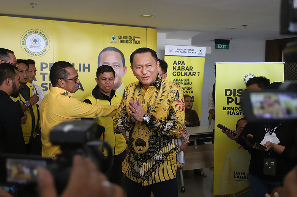 Golkar gelar diskusi yang bertajuk "Massa Depan Hilirisasi Nikel di Indonesia" di Kantor DPP Partai Golkar. (BeritaNasional/Elvis Sendouw)