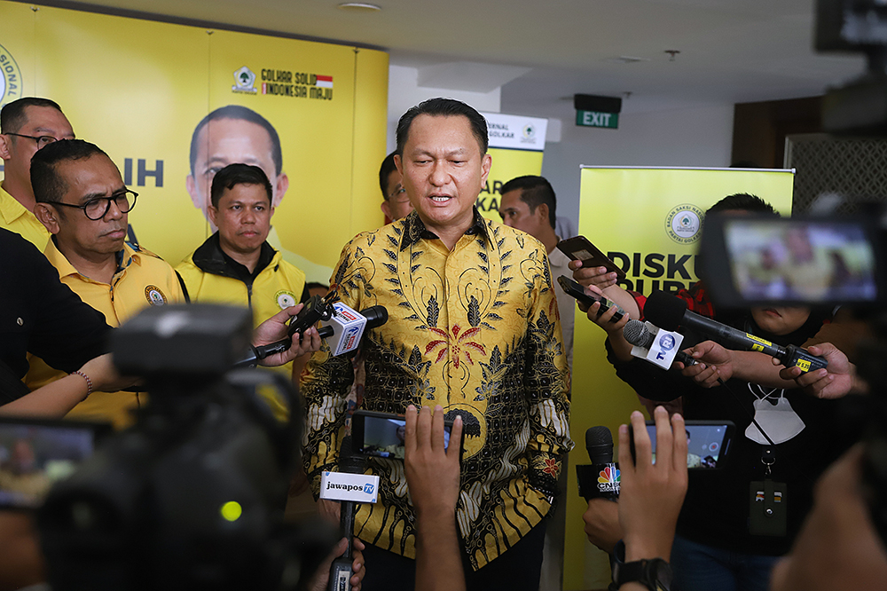 Golkar gelar diskusi yang bertajuk "Massa Depan Hilirisasi Nikel di Indonesia" di Kantor DPP Partai Golkar. (BeritaNasional/Elvis Sendouw)