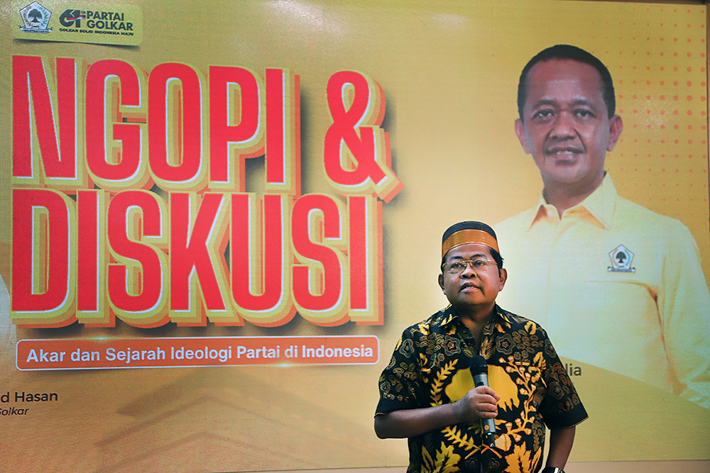 Partai Golkar menggelar "Ngopi & Diskusi" membahas Akar dan Sejarah Ideologi Partai di Idonesia. (Beritanasional/Elvis Sendouw)