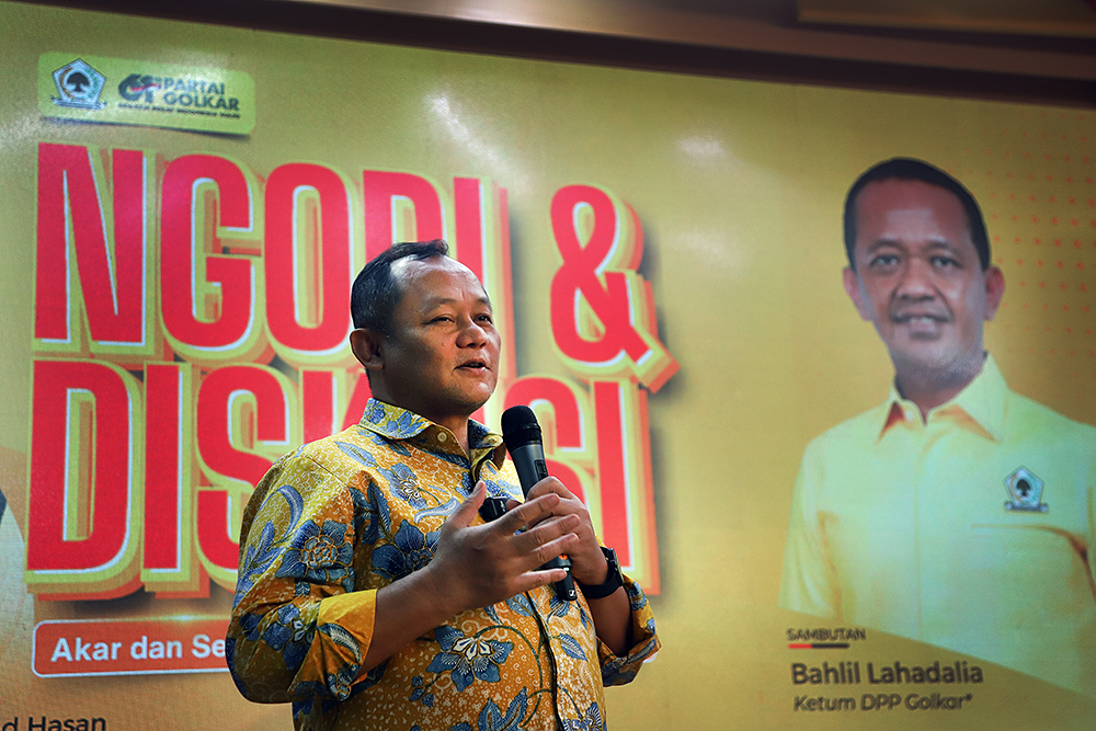 Partai Golkar menggelar "Ngopi & Diskusi" membahas Akar dan Sejarah Ideologi Partai di Idonesia. (Beritanasional/Elvis Sendouw)