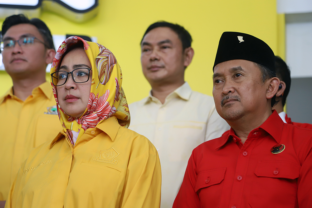 Golkar umumkan pasangan cagub dan cawagub Banten Airin dan Ade. (BeritaNasional/Elvis Sendouw)