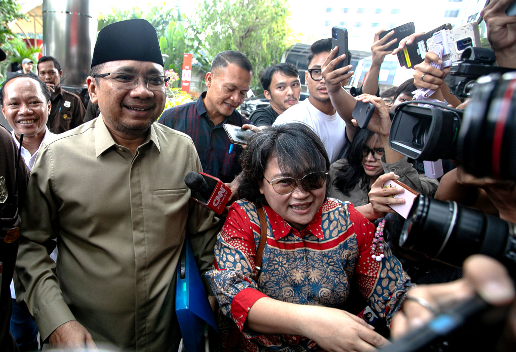 Gus Yaqut Diperiksa KPK Kasus Kouta Haji Mantan Menteri Agama, Yaqut Cholil Qoumas alias Gus Yaqut, memenuhi panggilan penyelidik Komisi Pemberantasan Korupsi (KPK), Jakarta, Kamis (7/8/2025). (Beritanasional.com/Oke Atmaja)