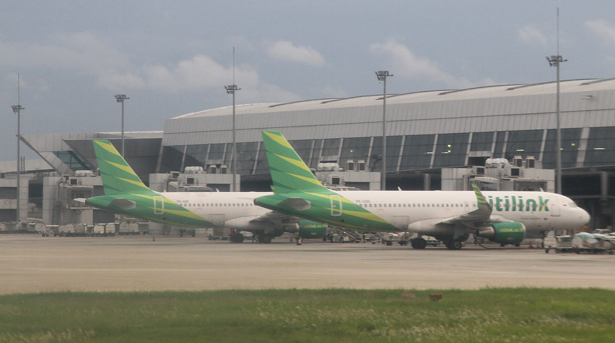 Pesawat udara Airbus A320 yang dioperasikan maskapai penerbangan Citilink parkir di Bandara Soekarno Hatta, Tangerang, Banten, Kamis (05/12/2024).(BeritaNasional.com/Oke Atmaja)