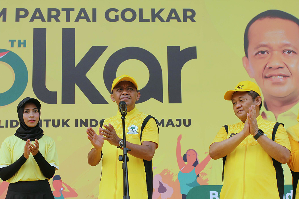 Senam HUT ke 60 Partai Golkar diikuti secara daring di seluruh Kantor DPD Partai Golkar tingkat Provinsi dan Kabupaten/Kota di seluruh Indonesia. (BeritaNasional/Elvis Sendouw)