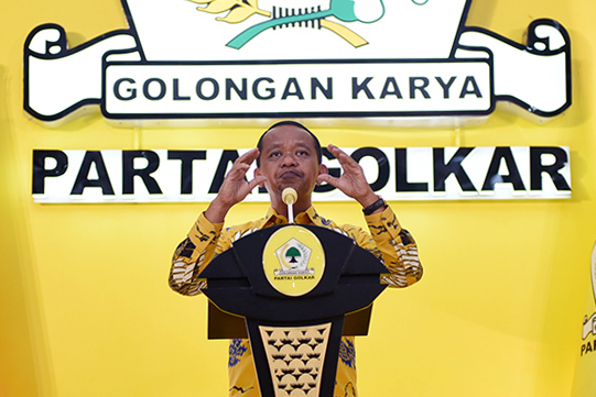 HUT Partai Golkar ke 61 Soliditas dan Gotong Royong Partai Golongan Karya (Golkar) merayakan HUT ke 61 di DPP Golkar. (BeritaNasional/Elvis Sendouw)