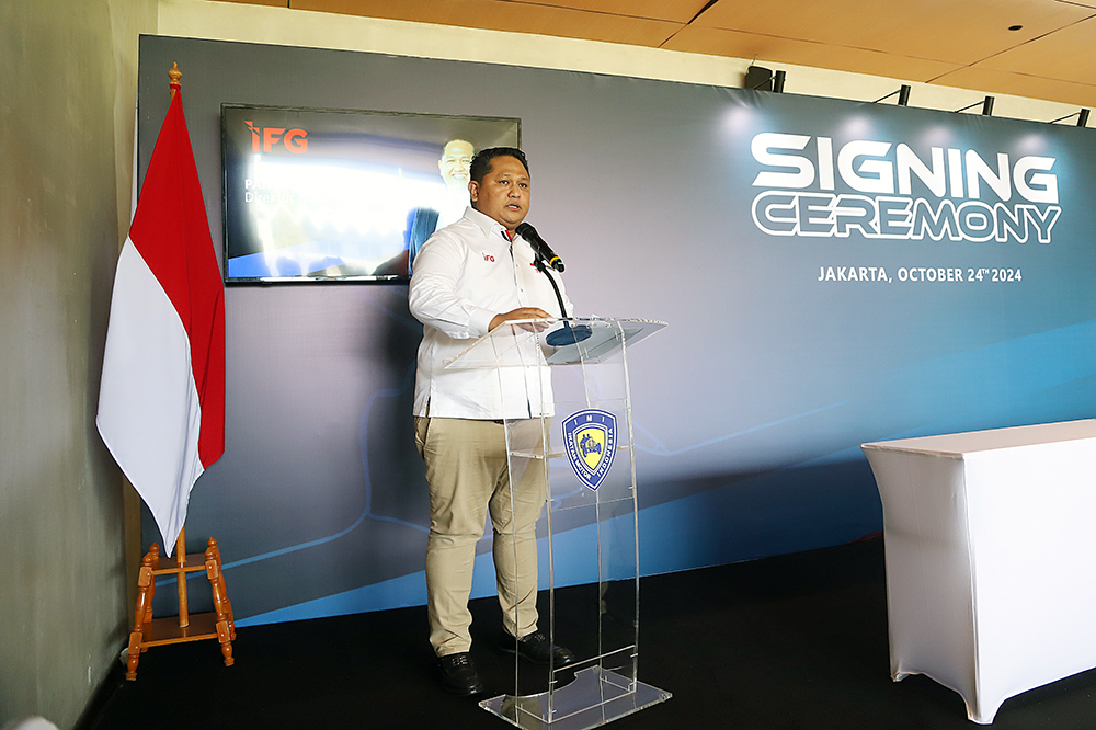 Indonesia Financial Group (IFG) jalin kerjasama dengan  Ikatan Motor Indonesia (IMI) bertujuan untuk memberikan perlindungan mobilitas anggota IMI. (BeritaNasional/Elvis Sendouw)