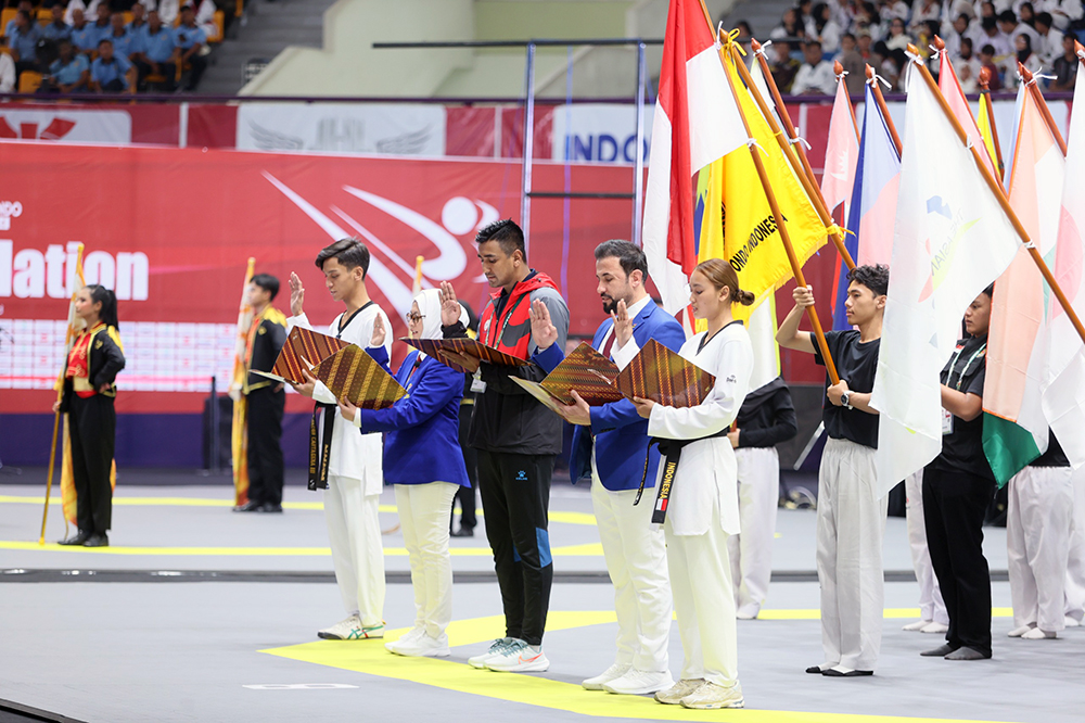 Sebanyak 21 negara berpartisipasi dalam Kejuaraan Taekwondo Asia Piala Kasad atau Kasad 6th Asian Taekwondo Open Championship 2024. (BeritaNasional/HO TNI/Elvis Sendouw)