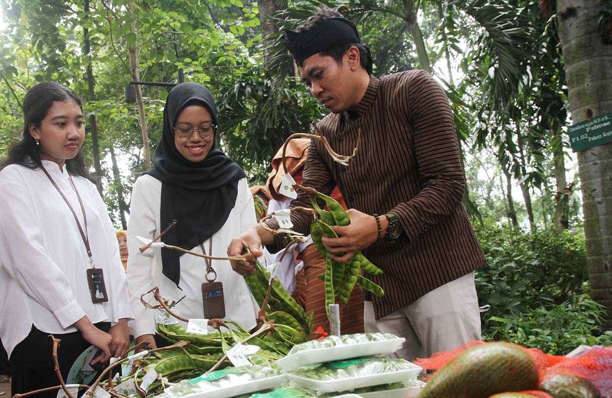 (kiri ke kanan) Sekretaris Direktorat Jenderal, Dr. Muhammad Zainal Arifin bersama Direktur Jenderal PDASRH, Ir. Dyah Murtiningsih, M.Hum dan Istri Wakil Menteri Kehutanan, Arina Sulaiman saat meninjau produk alpukat dalam Pameran Pasar RHL (Rehabilitasi Hutan dan Lahan) di Auditorium Manggala Wanabakti, Jakarta, Rabu (20/8/2025).  (Beritanasional.com/Oke Atmaja)