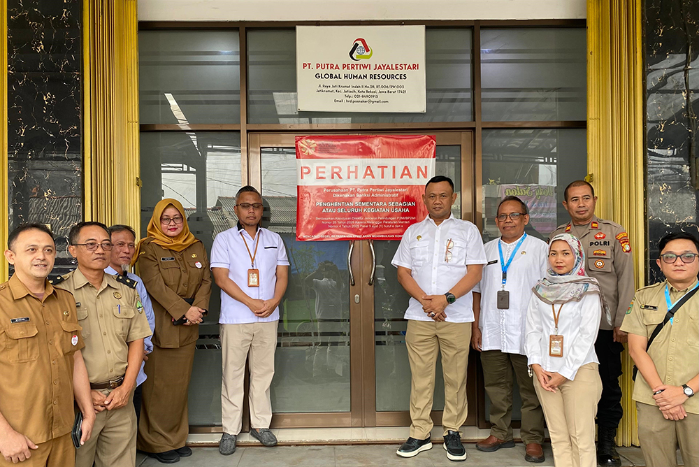 P2MI menghentikan sementara sebagian kegiatan usaha penempatan pekerja migran Indonesia milik PT Putra Pertiwi Jayalestari. (BeritaNasional/Elvis/HO P2MI)