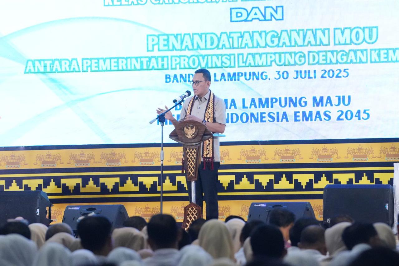 Kementerian Pelindungan Pekerja Migran Indonesia (P2MI) resmi meluncurkan program 'Kelas Migran' di Lampung. (BeritaNasional/Elvis Sendouw/HO Hms P2MI)