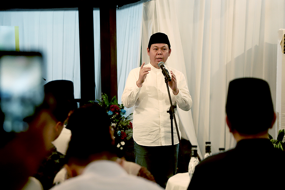 Ketua Dewan Perwakilan Daerah (DPD) RI, Sultan Baktiar Najamudin, menggelar acara buka puasa bersama (bukber) dengan insan pers. (BeritaNasional/Elvis Sendouw)