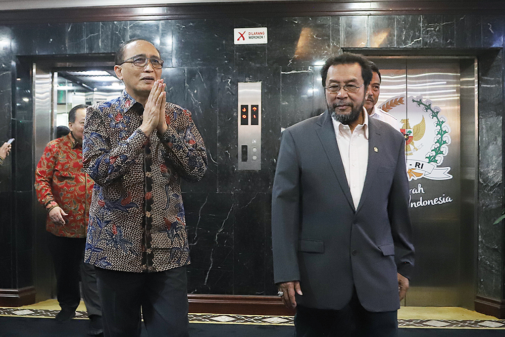 Ketua DPD Sultan Baktiar Najamudin menerima delegasi Mahkamah Agung. (BeritaNasional/Elvis Sendouw)