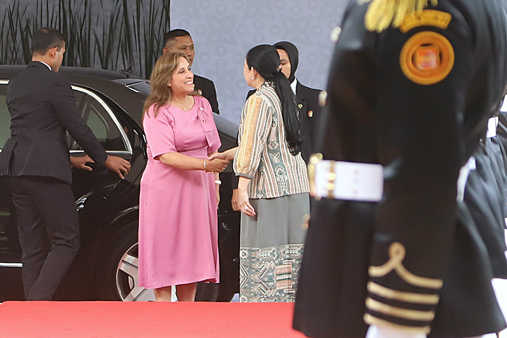 Ketua DPR Puan Maharani Terima Kunjungan Presiden Peru Dina Ercilia Boluarte Zegarra Ketua DPR RI, Puan Maharani menerima kunjungan Presiden Peru Dina Ercilia Boluarte Zegarra. (BeritaNasional/Elvis Sendouw)