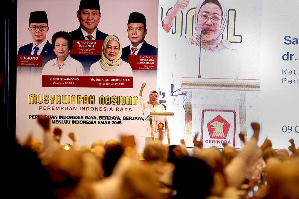 Ketua Harian Partai Gerindra Sufmi Dasco Ahmad Buka Munas PIRA Ketua Harian Partai Gerindra Sufmi Dasco Ahmad membuka Musyawarah Nasional (Munas) Perempuan Indonesia Raya (PIRA). (BeritaNasional/Elvis Sendouw)