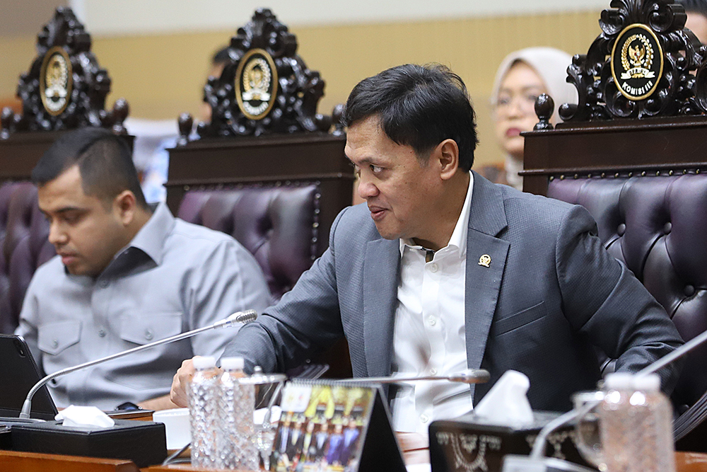 Ketua Komisi III Habiburokhman Terima Audiensi AMAN Bahas KUHAP Ketua Komisi III DPR RI Habiburokhman menerima audiensi Aliansi Mahasiswa Nusantara. (BeritaNasional/Elvis Sendouw)