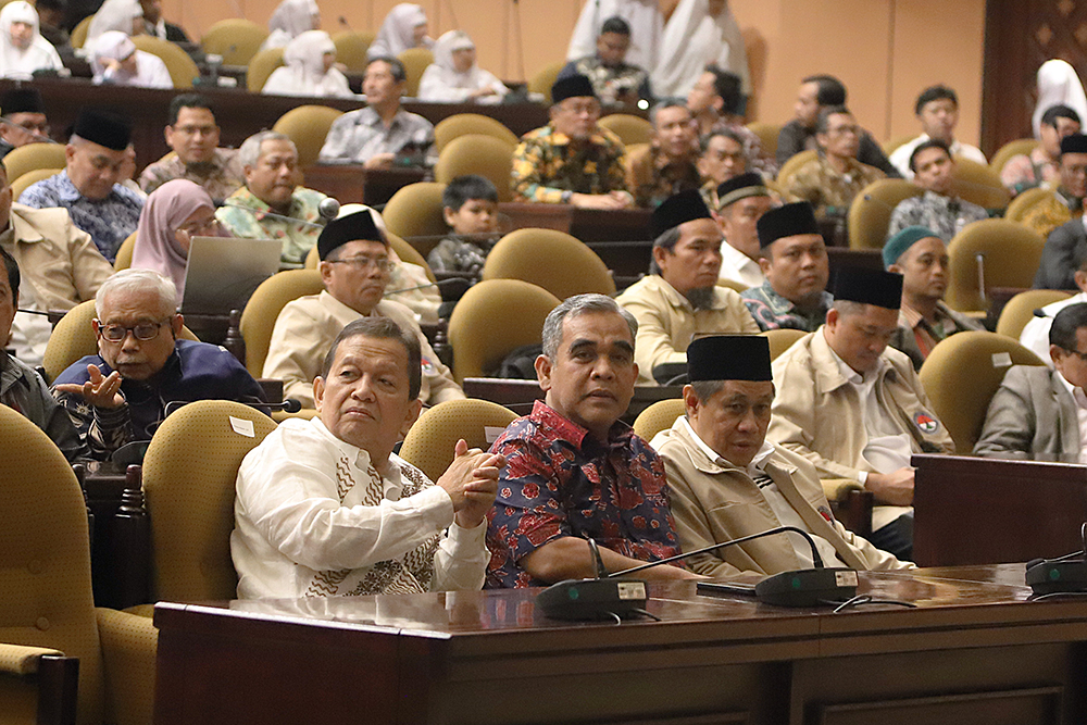 Ketua MPR Hadiri Pelantikan Pengurus Pusat KB PII Pelantikan Pengurus Pusat Keluarga Besar Pelajar Islam Indonesia (PP KB PII) Periode 2024–2028 di Gedung Nusantara V Kompleks DPR. (BeritaNasional/Elvis Sendouw)