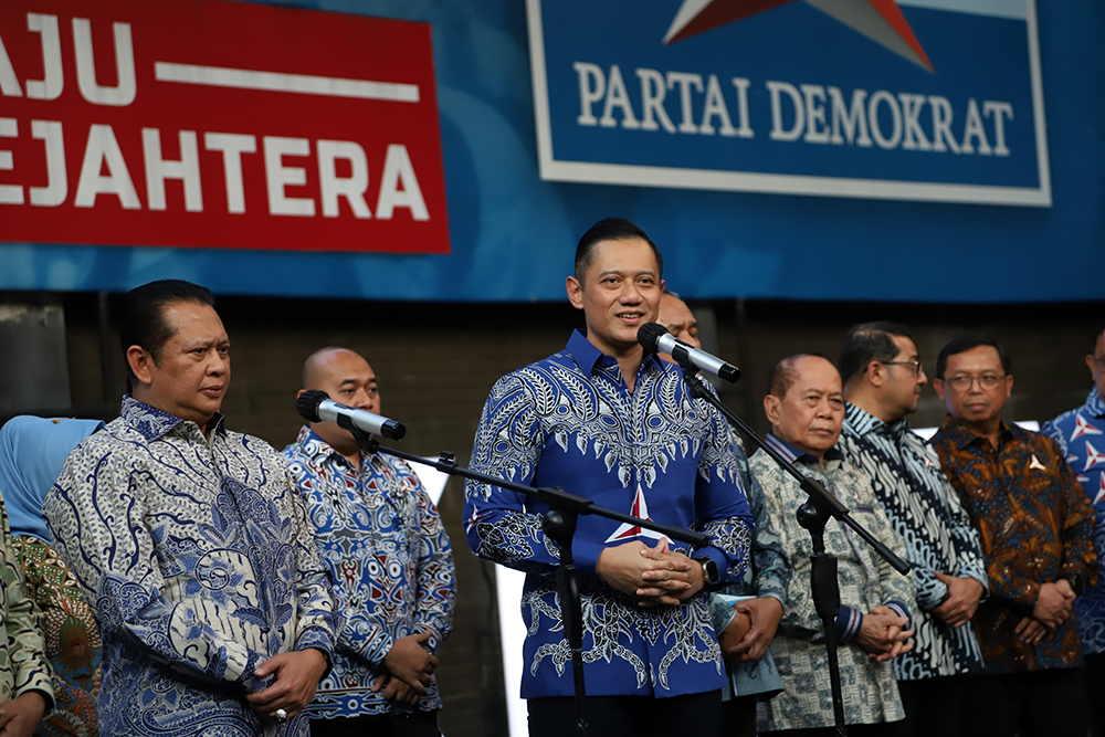 Ketua MPR RI Bambang Soesatyo sambangi Ketum Demokrat AHY. (BeritaNasional/Elvis Sendouw)