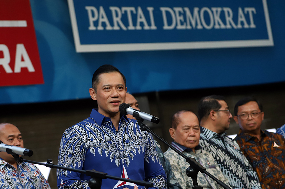 Ketua MPR RI Bambang Soesatyo sambangi Ketum Demokrat AHY. (BeritaNasional/Elvis Sendouw)