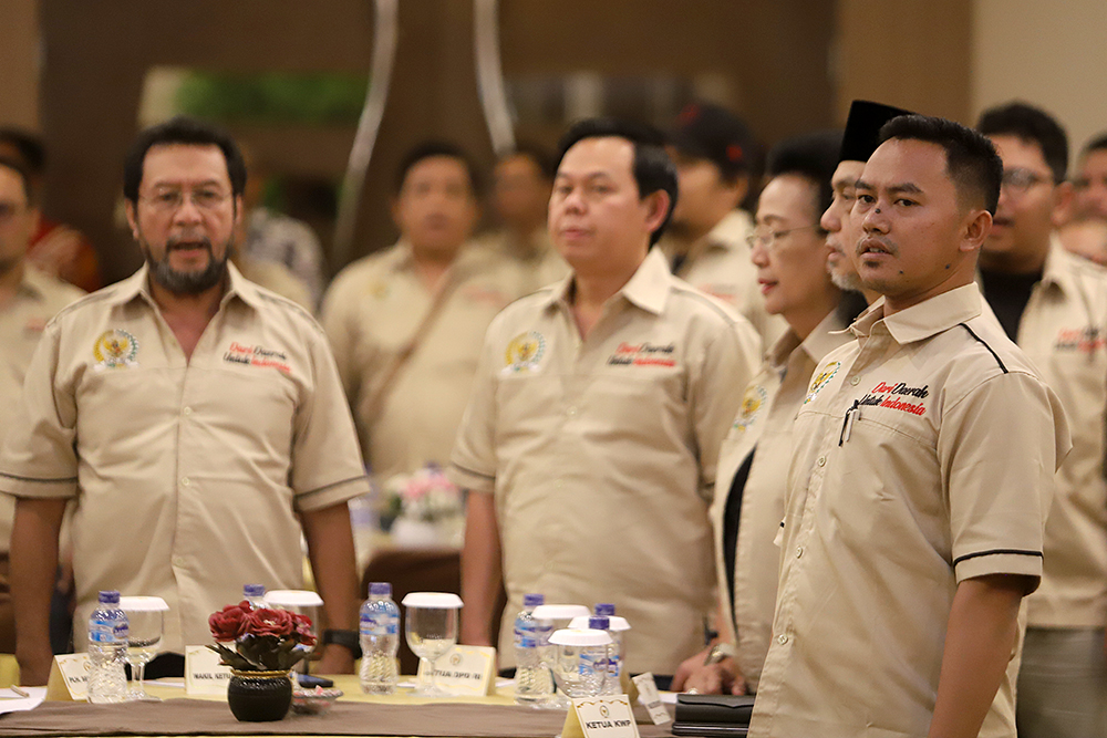 Forum Komunikasi dan Diseminasi Program Kerja Media (press gathering) dengan tema "Kolaborasi Inklusif untuk Mempercepat Pembangunan Daerah: DPD RI dalam Peran Strategis Menuju Indonesia Emas 2045". (BeritaNasional/Elvis Sendouw)