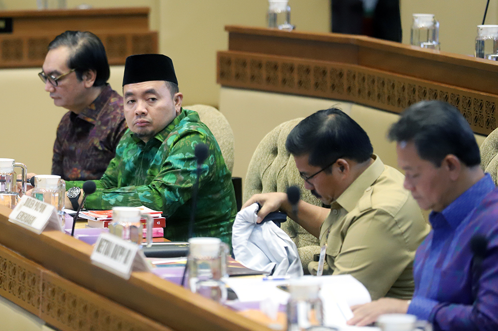 Rapat Dengar Pendapat Komisi II bahas soal Pemilu. (BeritaNasional/Elvis Sendouw)