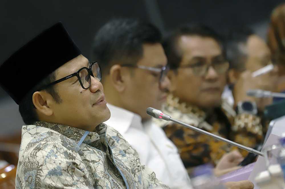 Ketua Tim Pengawas Haji 2024 Abdul Muhaimin Iskandar memberikang keterangan terkait Pansus Haji. (BeritaNasional/Elvis Sendouw)