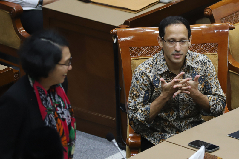 Raker komisi X bersama Menteri Nadiem. (Indonesiaglobe/Elvis Sendouw)