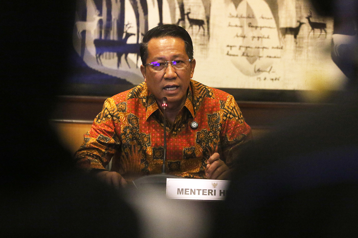 Menteri Hukum Supratman Andi Agtas jelaskan aturan turunan KUHAP masih proses penyusunan.  (Beritanasional.com/Oke Atmaja)