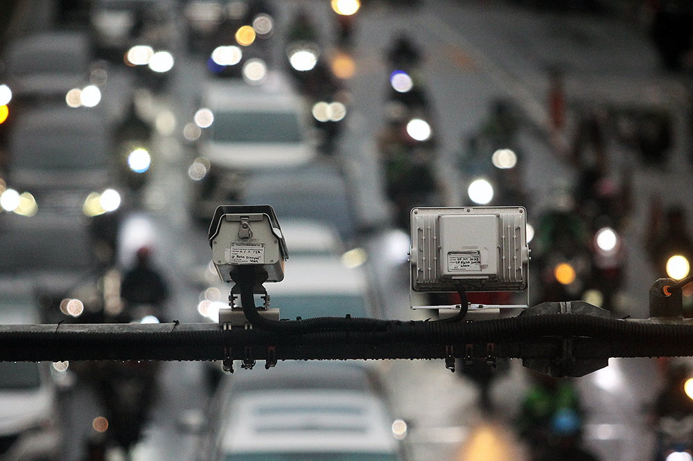 Kamera ETLE (Electronic Traffic Law Enforcement) Korlantas. (BeritaNasional/Elvis Sendouw)