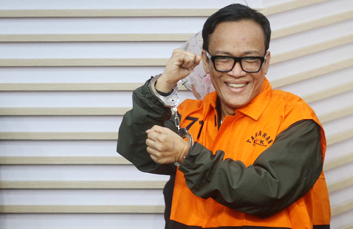 Wakil Menteri Ketenagakerjaan (Wamenaker) Immanuel Ebenezer usai ditetapkan jadi tersangka. (Beritanasional.com/Oke Atmaja)