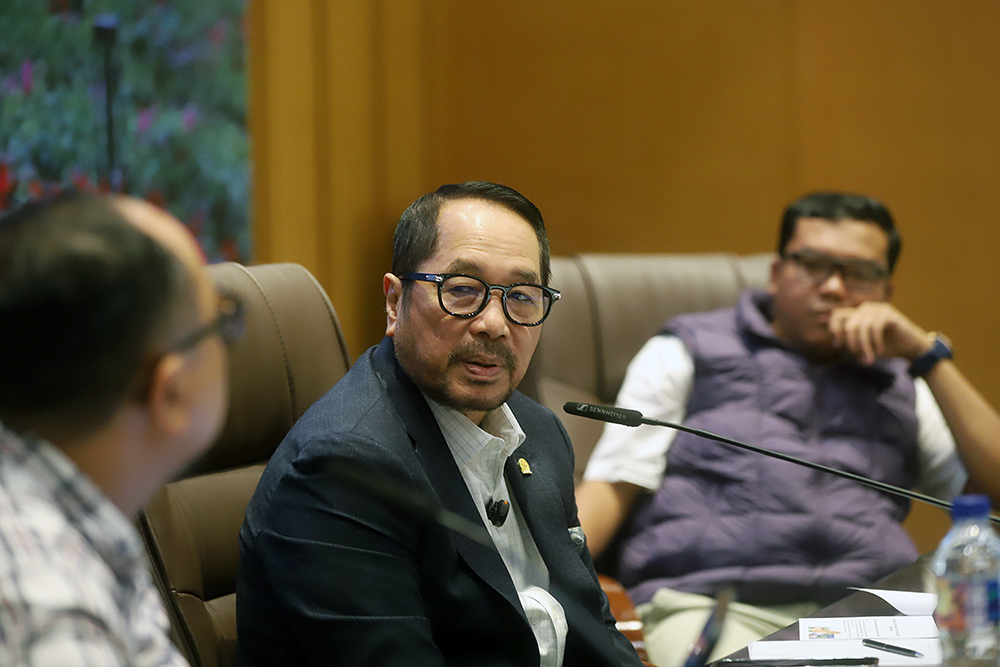 Diskusi KWP bekerja sama dengan DPR bahas Ekonomi Geopoltik. (BeritaNasional/Elvis Sendouw)