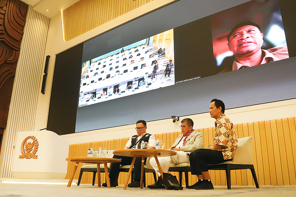 Diskusi Dialektika Demokrasi dengan tema ‘Bersatu Siapkan Langkah Antisipasi Potensi Bencana Alam’. (BeritaNasional/Elvis Sendouw)