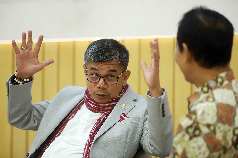 Diskusi Dialektika Demokrasi dengan tema ‘Bersatu Siapkan Langkah Antisipasi Potensi Bencana Alam’. (BeritaNasional/Elvis Sendouw)