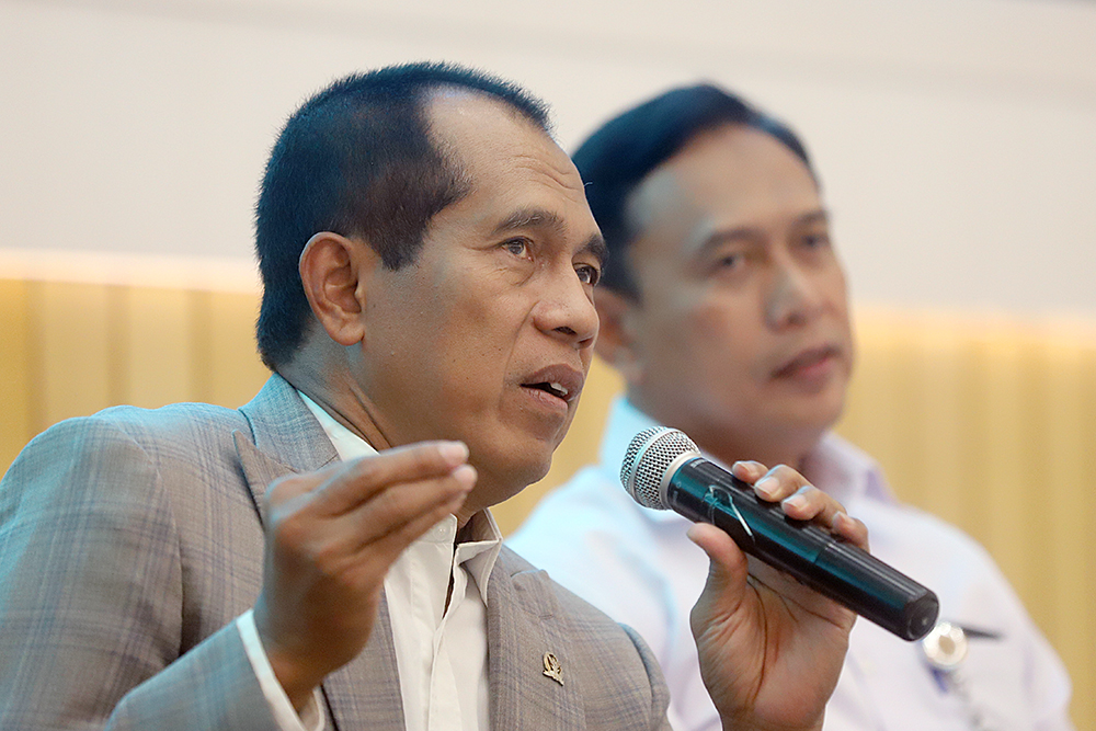Diskusi Forum Legislasi yang bertajuk"RUU Pangan: Arah Baru Regulasi untuk Kemandirian Pangan Indonesia". (BeritaNasional/Elvis Sendouw)