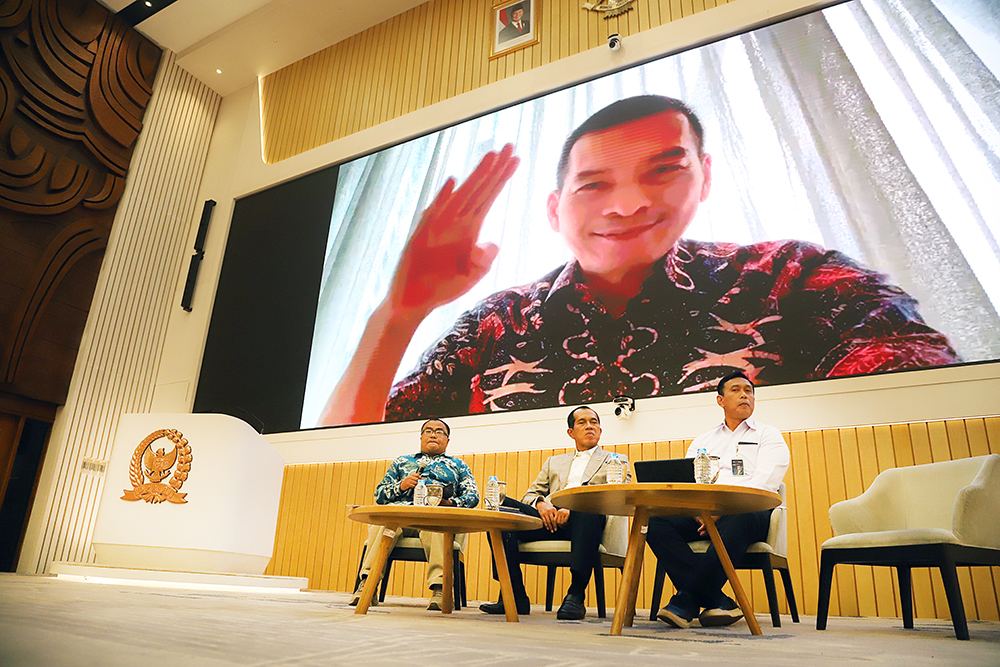 Diskusi Forum Legislasi yang bertajuk"RUU Pangan: Arah Baru Regulasi untuk Kemandirian Pangan Indonesia". (BeritaNasional/Elvis Sendouw)