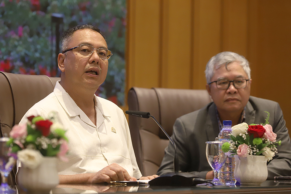 Diskusi Dialektika Demokrasi dengan tema "Strategi Kebijakan Publik Dalam Mencegah Kebocoran Fiskal Negara". (BeritaNasional/Elvis Sendouw)