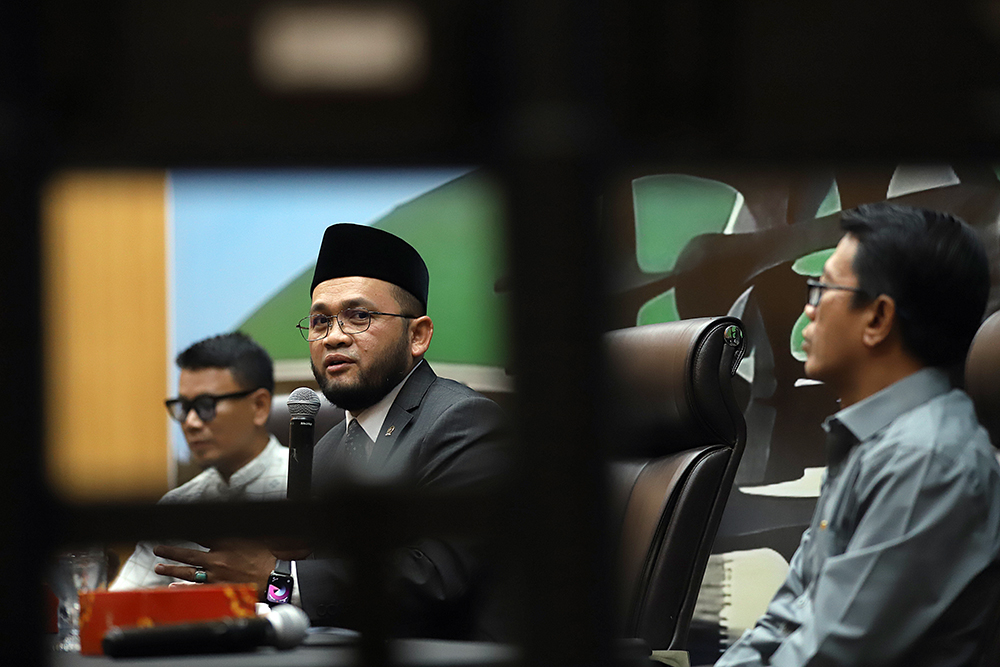 Diskusi Konstitusi dan Demokrasi Indonesia dengan tema “Wewenang dan Pola Hubungan Antarlembaga Negara dalam Struktur Ketatanegaraan Indonesia”. (BeritaNasional/Elvis Sendouw)