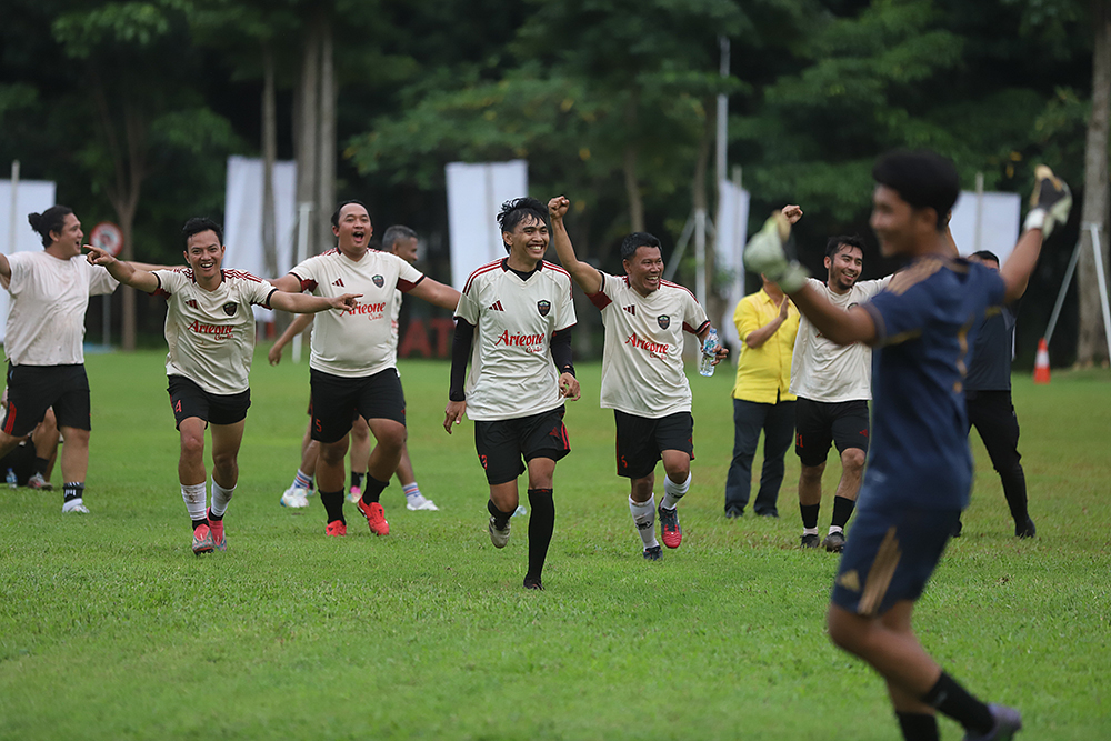 Pertandingan final mempertemukan KWP dengan tim kesebelasan Detik.com. (BeritaNasional/Elvis Sendouw)